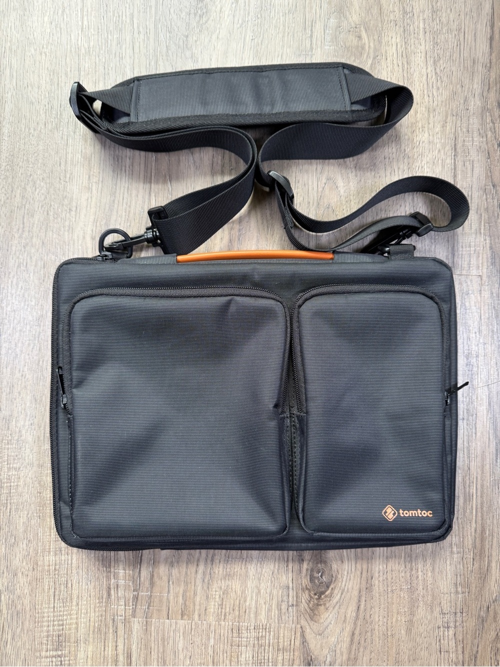 Tomtoc Black Tablet/Laptop Bag with Adjustable Shoulder Strap